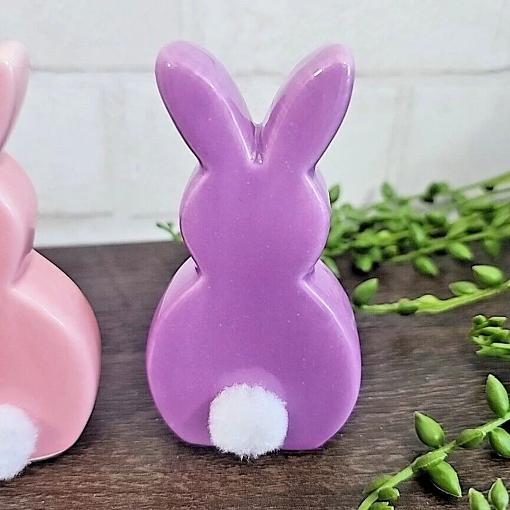 Easter Bunny Rabbit Peeps‎ Ceramic Figurines Pastel 4